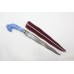 Dagger Knife Lapis Lazuli Stone Sheep Handle Silver Work Damascus Steel Blade W